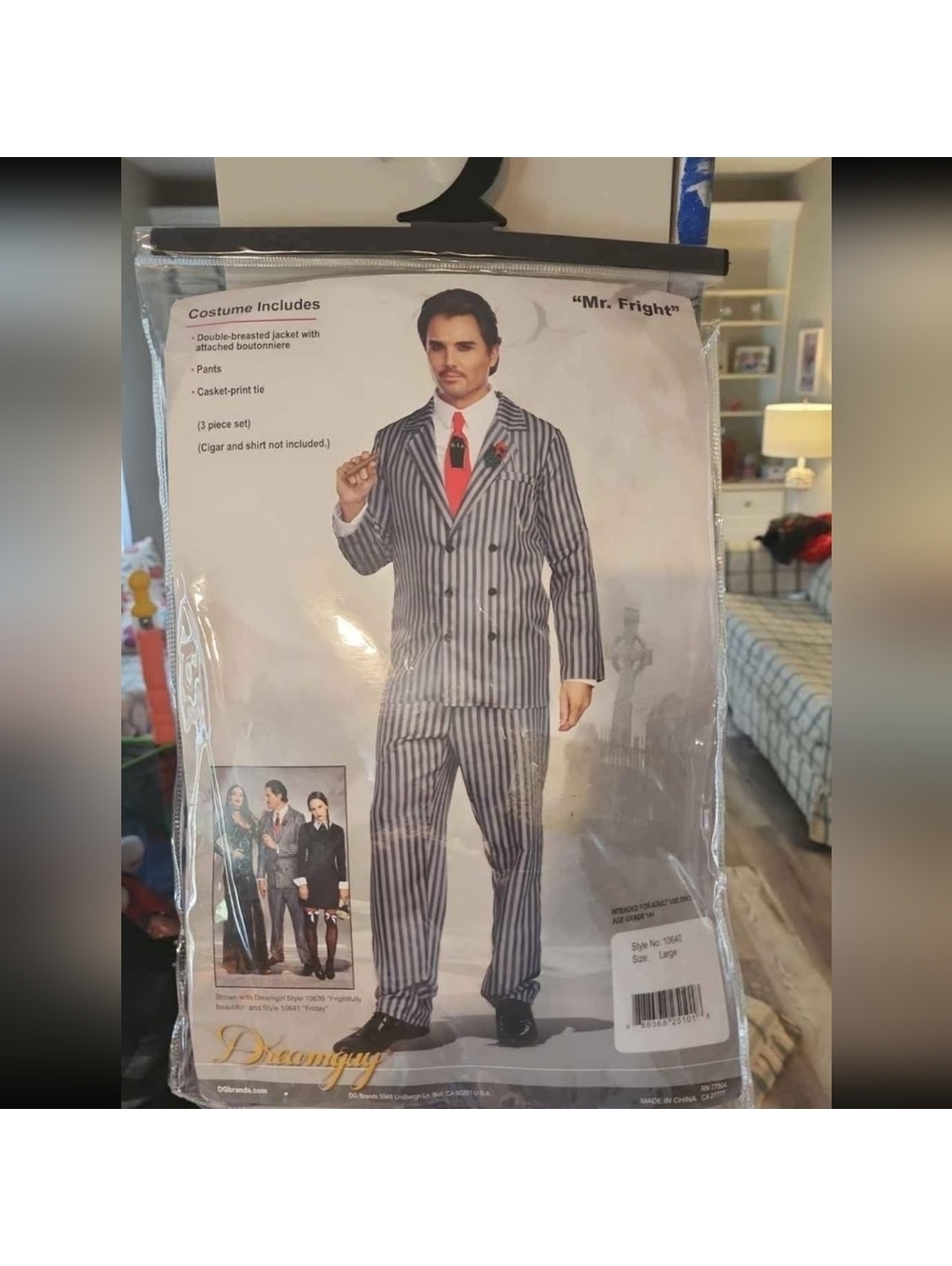Striped Double-Breasted Suit Costume With Wig